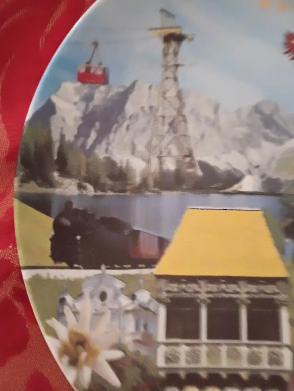 Tirol Austria Decorative Wall Plate - Blue and Yellow Scenic Art
